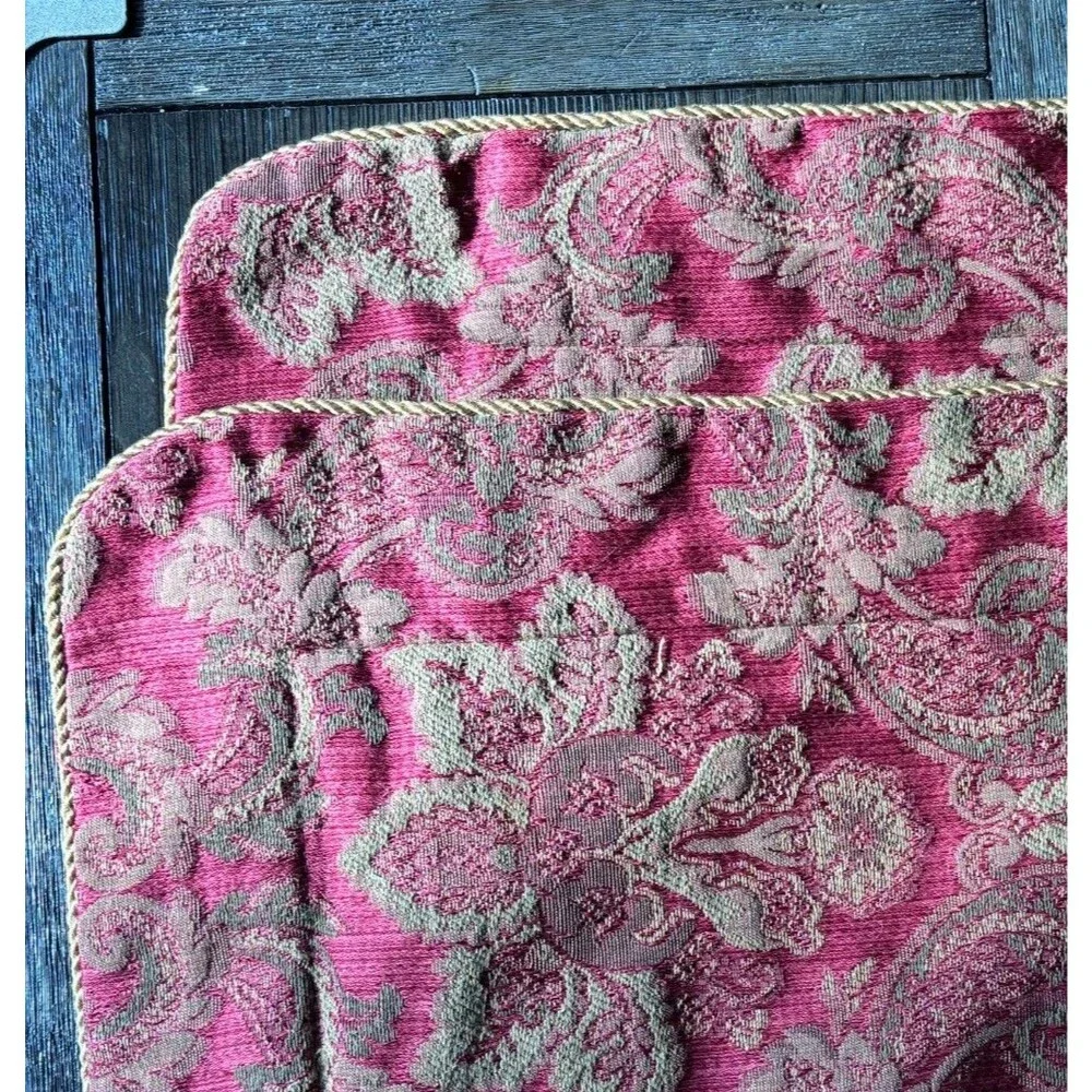 Croscill Shams Set of 2 Bellisima Red Gold Paisley Medallion King Pillow 38”x24”
